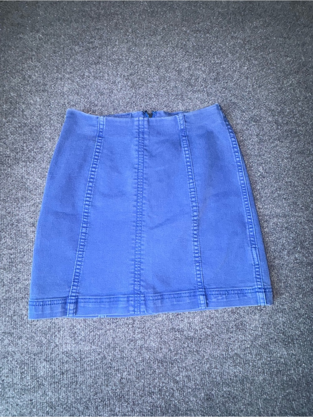 Blue Seam-Panel Mini Skirt